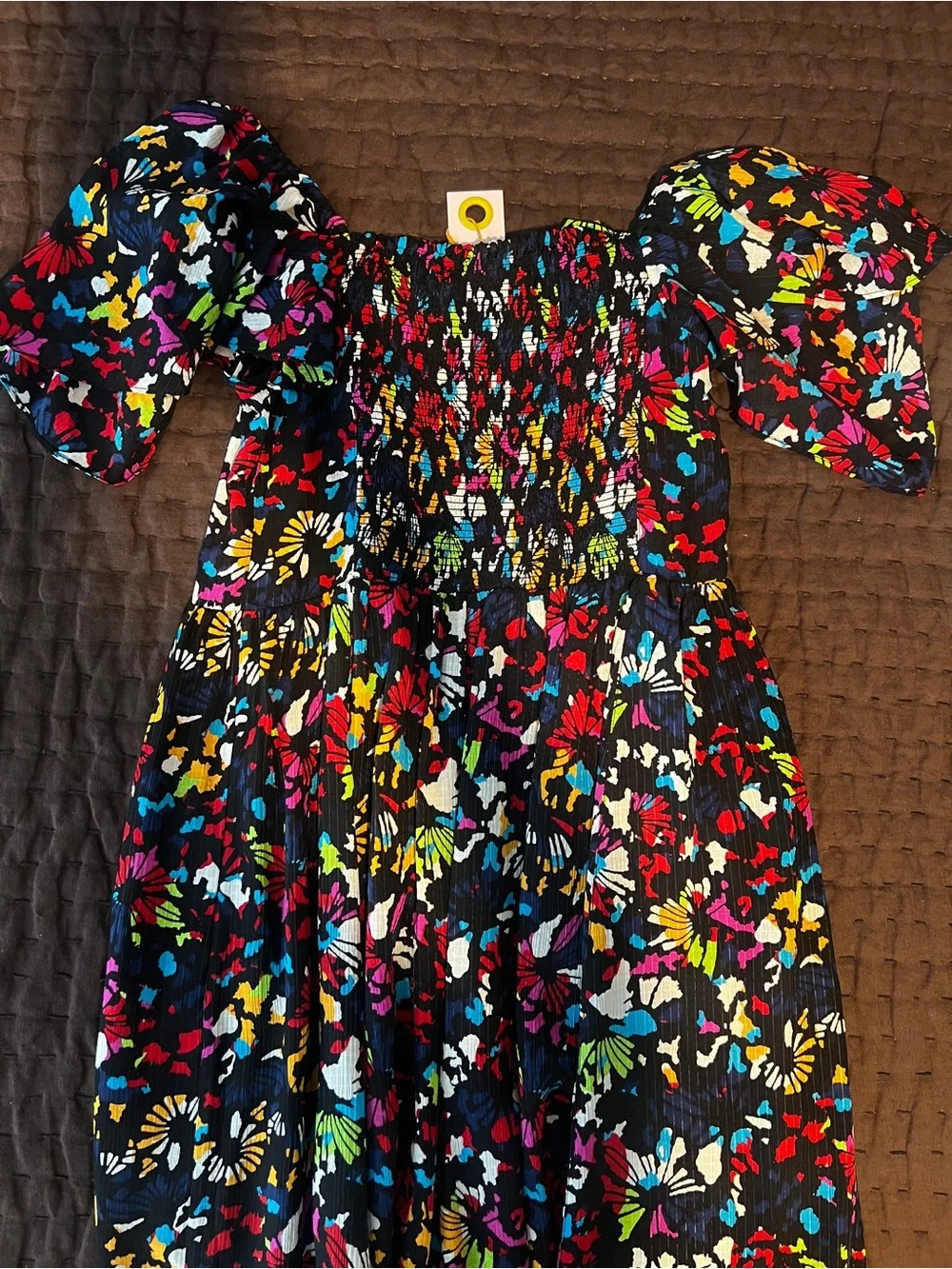 Tanya Taylor Glenda Smocked Silk Midi Dress - NEW